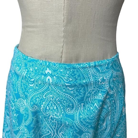 Teal and White Paisley A-Line Skirt by Talbots.  SZ: 6 / EUC - Picture 4 of 9